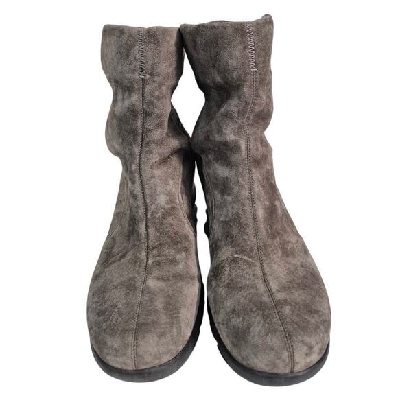 Privo Gray Suede/Leather Waterproof Ankle Boots Velcro Closure Sz 9M Comfort - Picture 2 of 7